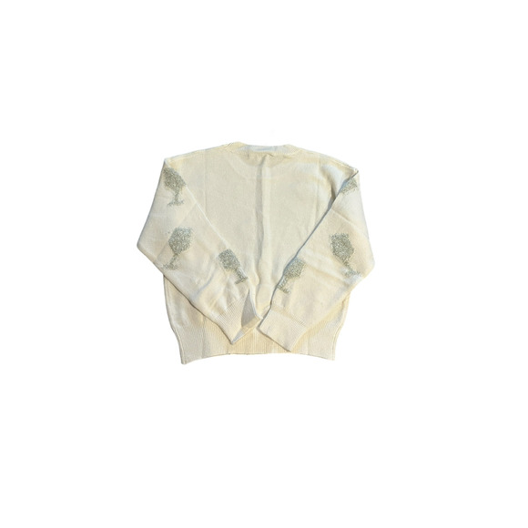Gilli Women's Small Cream Silver Champagne Glasses Graphic Novelty Sweater - Picture 11 of 11
